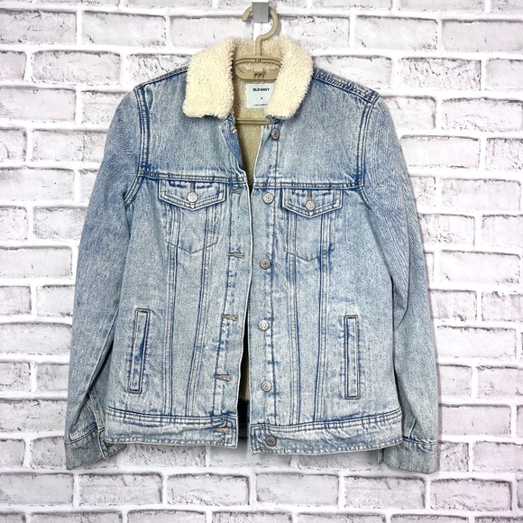 |•OLD NAVY•| Shearling Lined Denim Jean Jacket Size Small - Picture 1 of 10